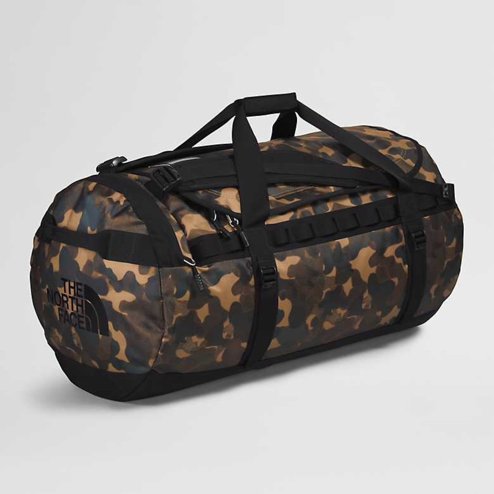 The North Face Base Camp Duffel Bag In Taupe Green Camo/Black